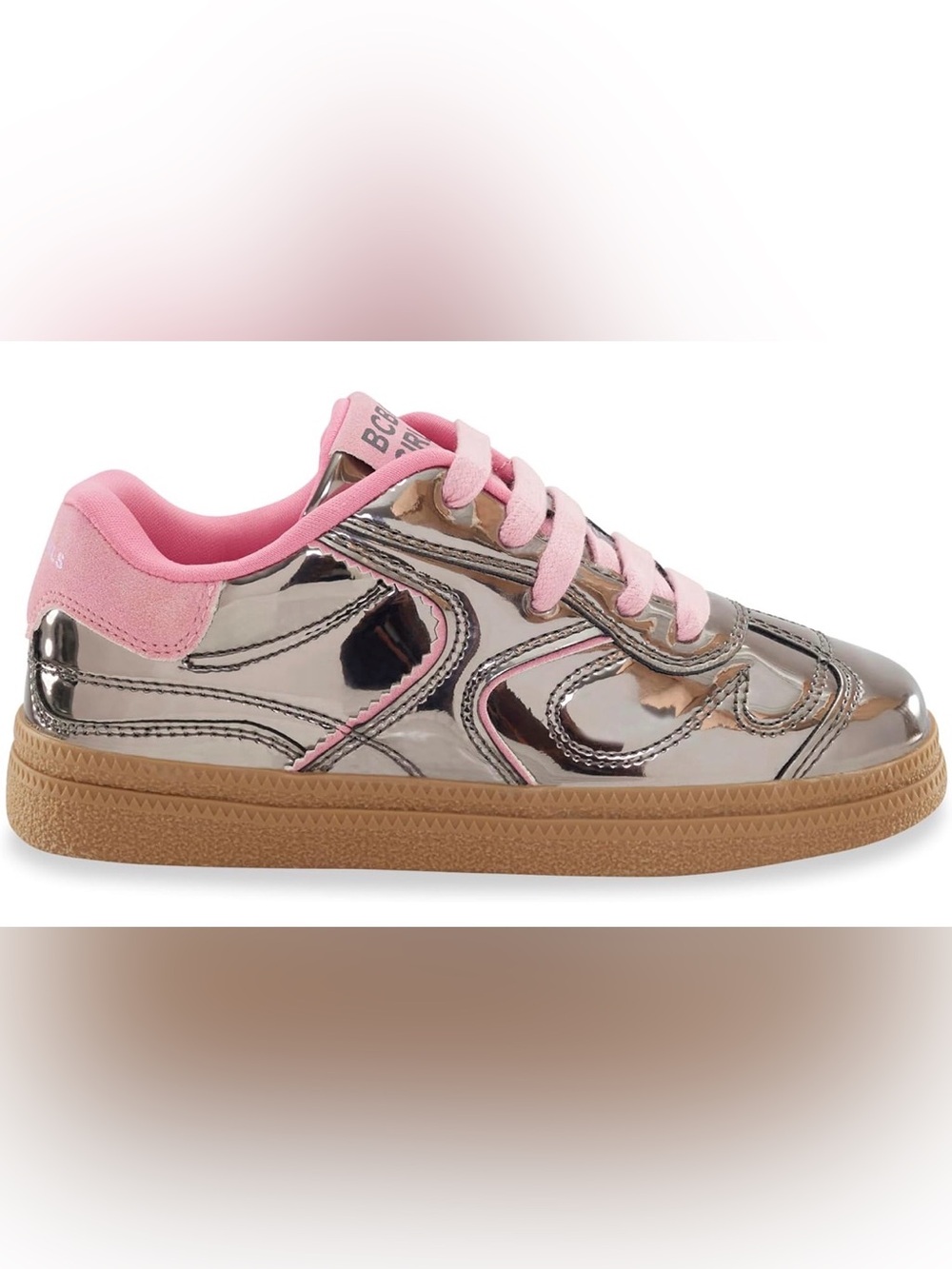 NWT BCBGirls Metallic Silver and Pink Low-Top Little Girl 2M